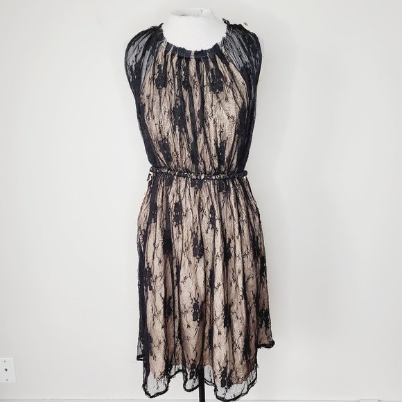 ARITIZIA WILFRED Silk Tulle Lace Cream/Black Dress - Picture 3 of 9